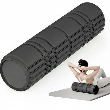 Масажний ролик WCG K3 Premium Foam Roller 42 см, чорний, 3D рельєф, EVA, до 200 кг K3-FR42-PK фото