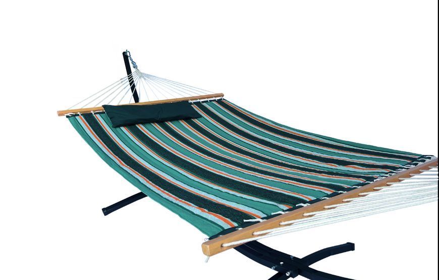 Гамак із планкою Siesta Green XXL 200х150 WCG Стьобана тканина + подушка H00g фото