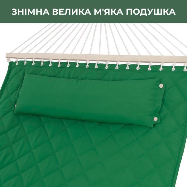 Стійка для гамака + Двомісний гамак SOFT смарагдовий XXL 200x140 з планками WCGR-H05-5 фото