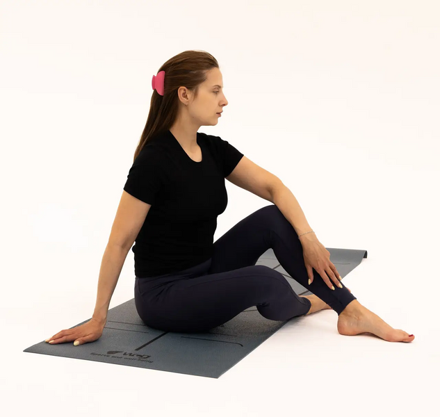 Килимок для йоги WCG Asana 173&times;61&times;0,4 см з розміткою для асан та чохлом, темно-зелений W-YM-AL173-DB фото