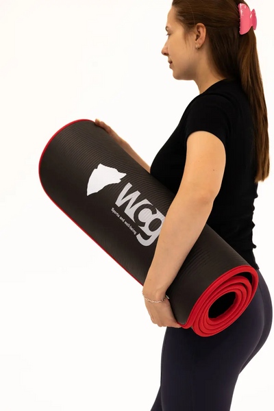 Килимок для йоги та фітнесу WCG ComfortLine NBR 10mm із захисним кантом та розміткою (чорний) W-NBR183b фото