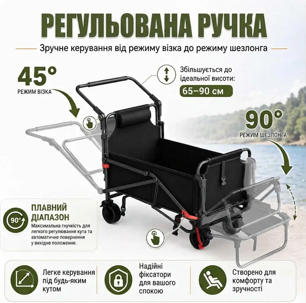 Складная кемпинговая тележка-шезлонг WCG Wagon Lounge 2-в-1 до 200 кг W-LC43 фото