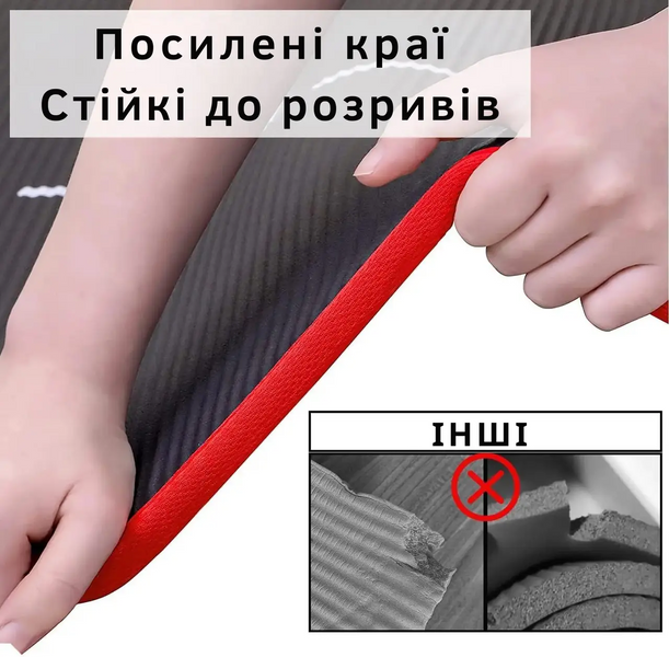Килимок для йоги та фітнесу WCG ComfortLine NBR 10mm із захисним кантом та розміткою (чорний) W-NBR183b фото