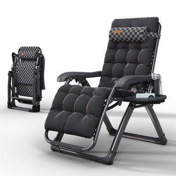 Крісло шезлонг Zero Gravity WCG S14-PP Louis з полотном із шаховим візерунком + чорний матрац S14-PP фото