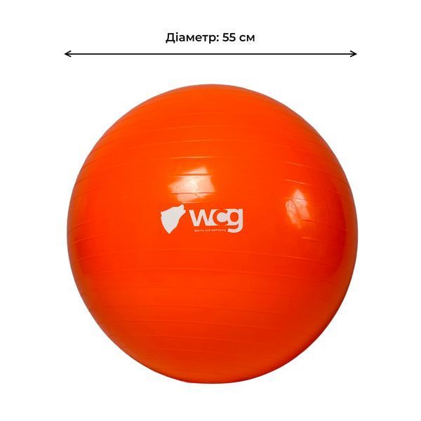 Мяч для фитнеса (фитбол) WCG 55 Anti-Burst 300кг Оранжевый + насос W-000-55 фото